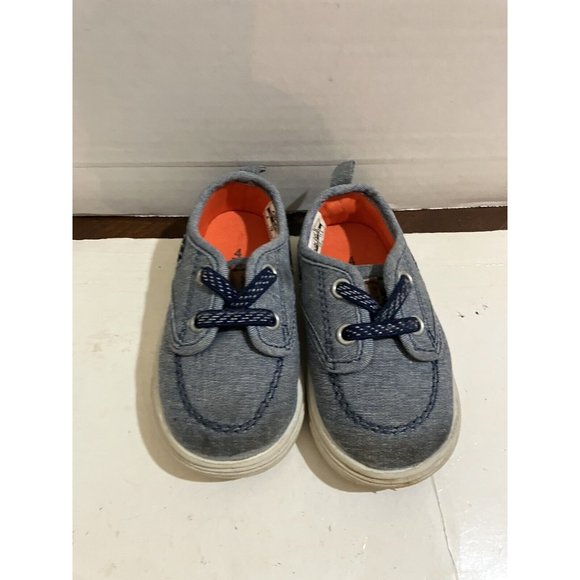 carters  baby toddler  size 4 blue  Denim casual self lacing shoes - Picture 2 of 8